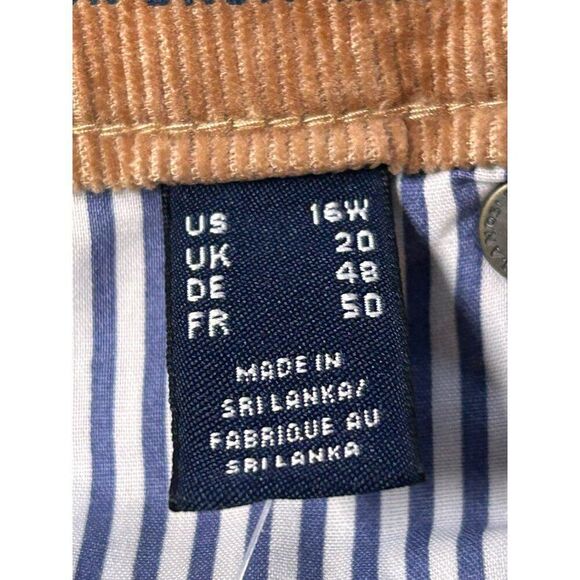 Lands‎ End Mid Rise Straight Corduroy Pants 16W Camel Five Pocket Womens Casual - Picture 5 of 11